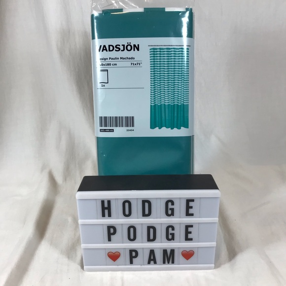 IKEA VADSJÖN Turquoise Blue Striped Shower Curtain - Picture 6 of 7